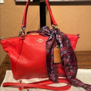 Coach Viibrant Red Pebbled Leather Shoulder or Crossbody Bag